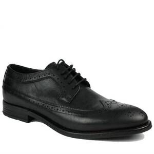 NEW ASHER GREEN men's premium leather lace-up oxford dress shoes in black
